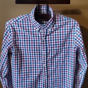 Mens blue and red checkered button down